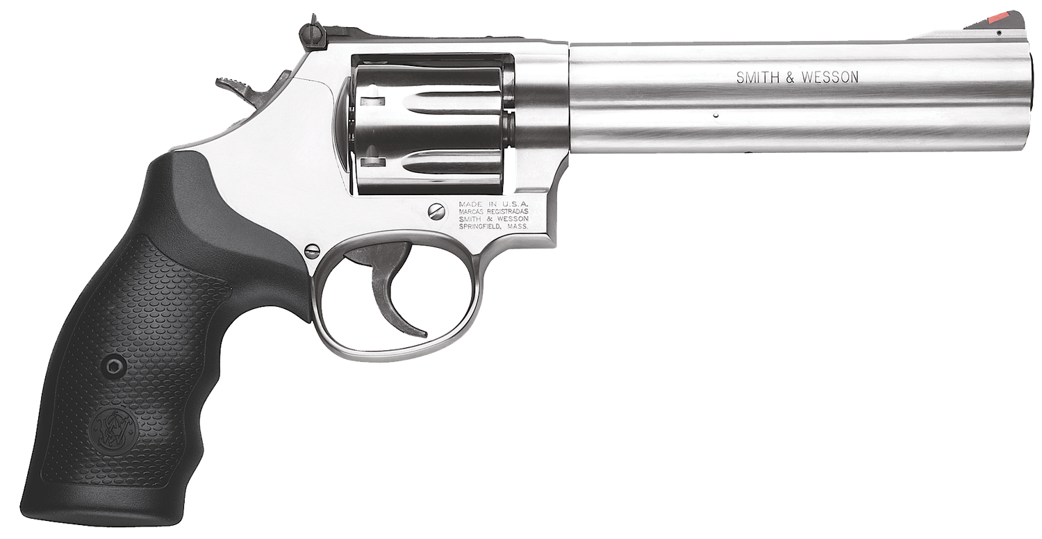 Smith & Wesson 686 Plus Revolver 164198, 357 Magnum, 6" , Synthetic Grip, Satin Stainless Finish, 7 Rd, White Outline Sights