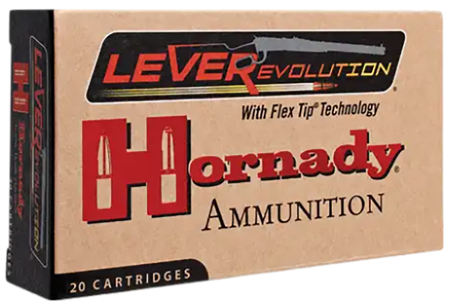 Hornady LeveRevolution Ammunition 82744, 444 Marlin, Flex Tip, 265 GR, 2325 fps, 20 Rd/bx