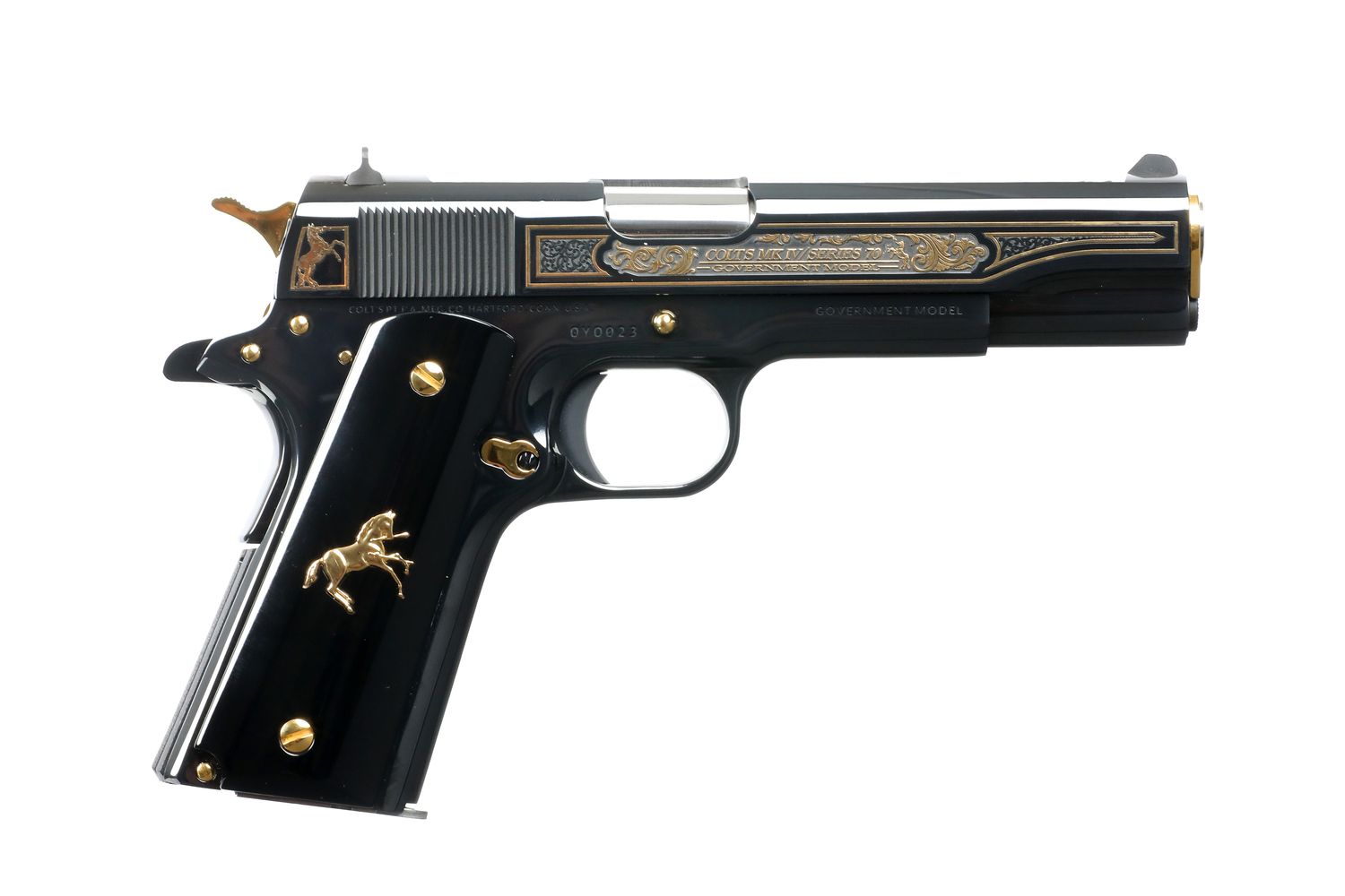 Colt Oscuro Y Oro Pistol O1911C-38-OYO, 38 Super, 5.0in, Synthetic Grips, 8 Rds