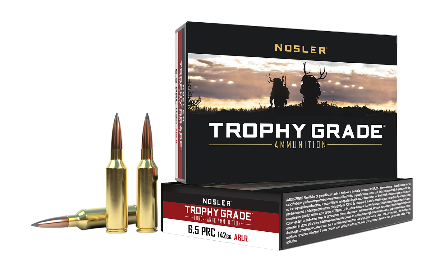 Nosler Trophy Grade Long Range Rifle Ammunition 61232, 6.5 PRC, Nosler Spitzer AccuBond Long Range, 142 gr, 2900 fps, 20 Rd/Bx