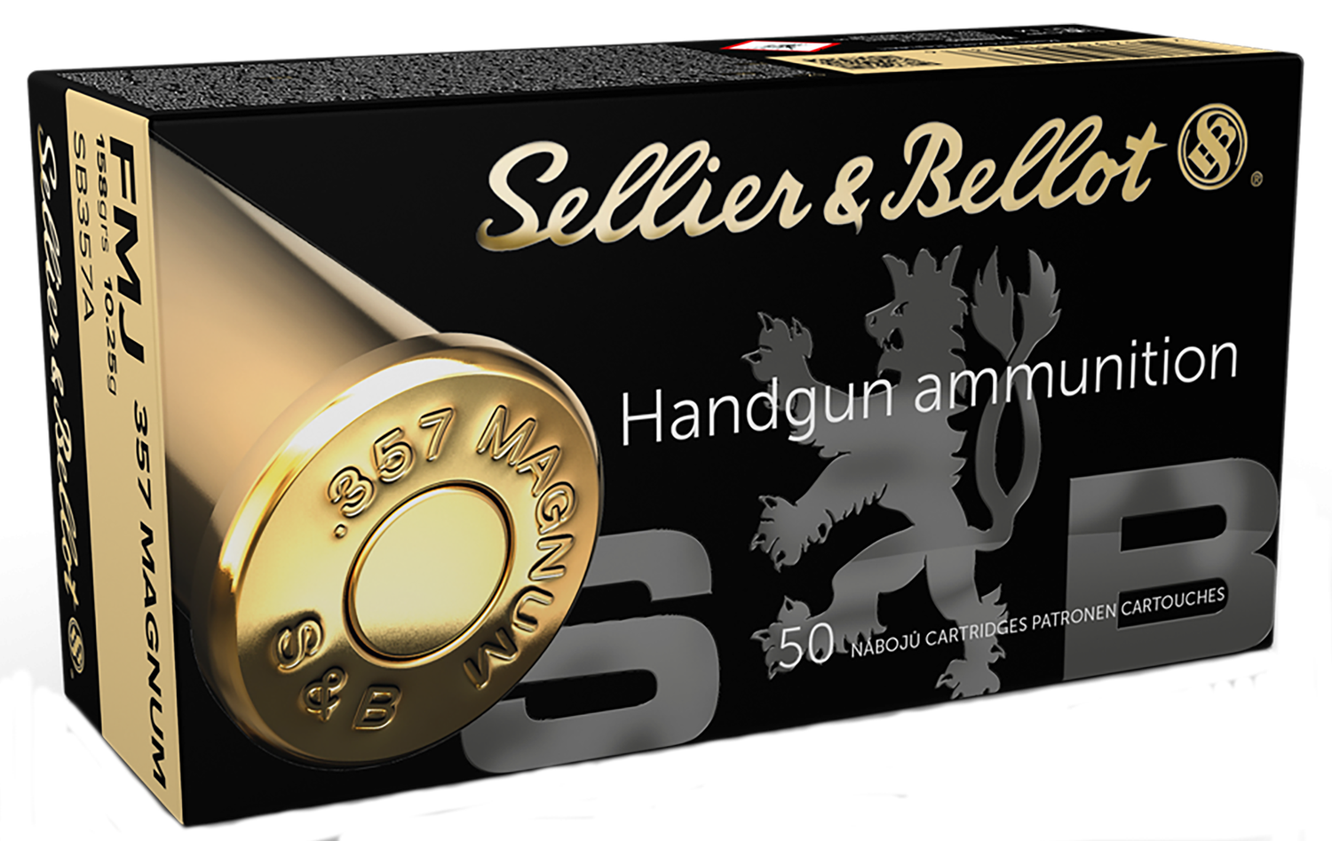 Sellier & Bellot Pistol Ammuntion SB357A, 357 Magnum, Full Metal Jacket (FMJ), 158 GR, 1400 fps, 50 Rd/bx