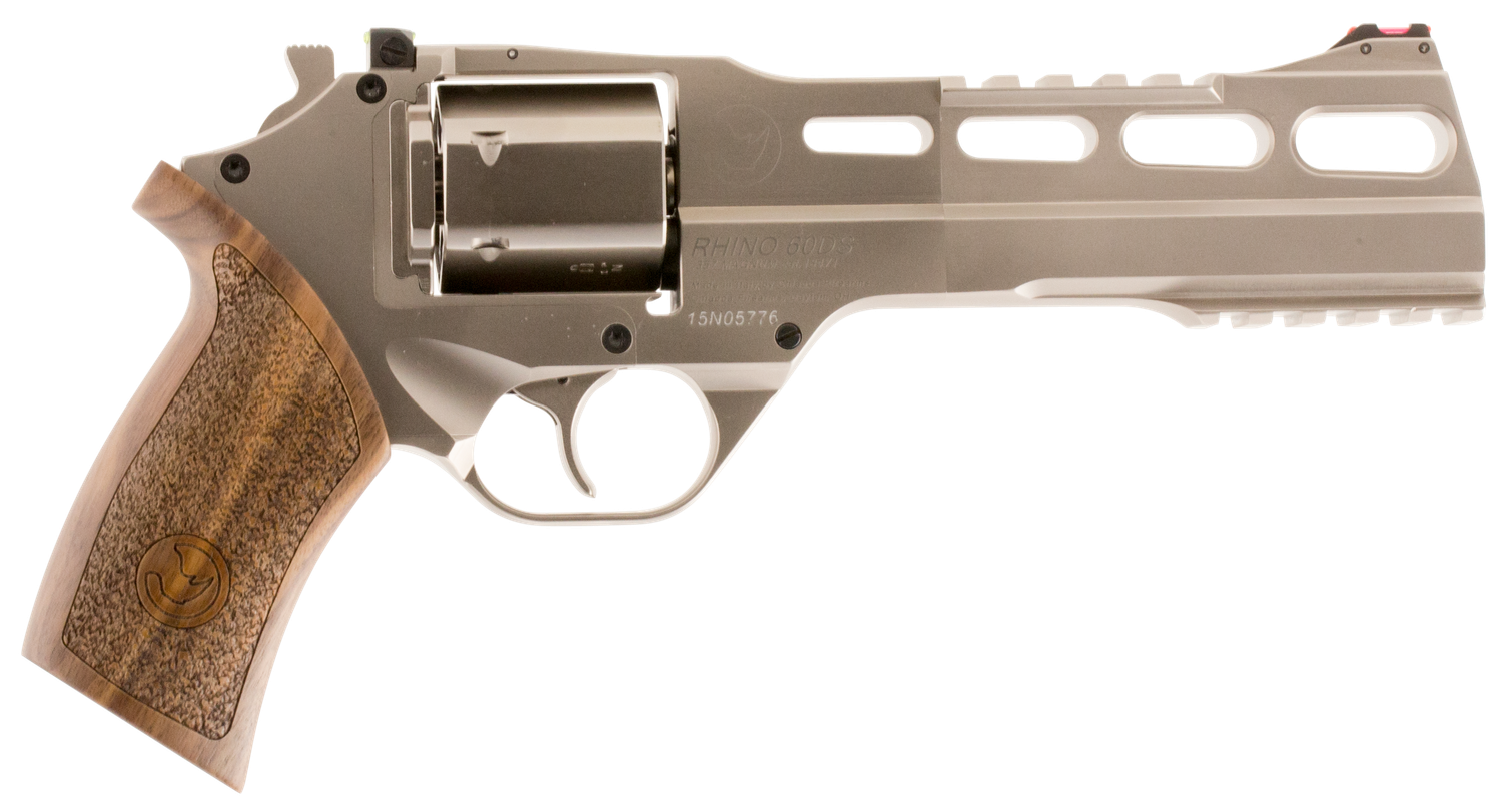 Chiappa Rhino 60DS Revolver 340224, 357 Magnum, 6", Wood Grips, Nickel Finish, Adjustable Sights, 6 Rd
