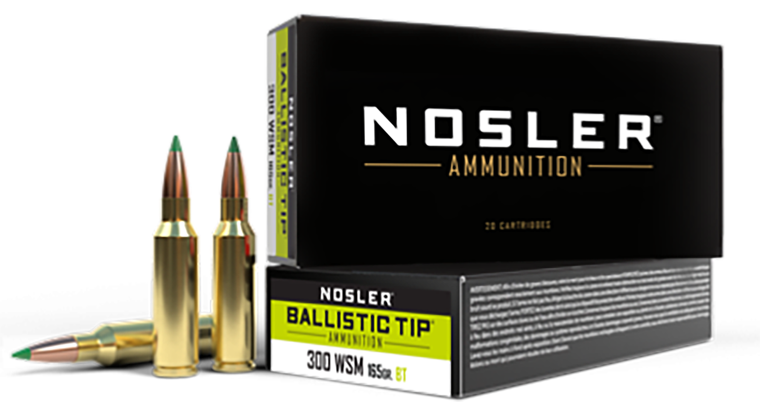Nosler Ballistic Tip Rifle Ammunition 61035, 300 WSM, Ballistic Tip, 165 gr, 3125 fps, 20 Rd/Bx