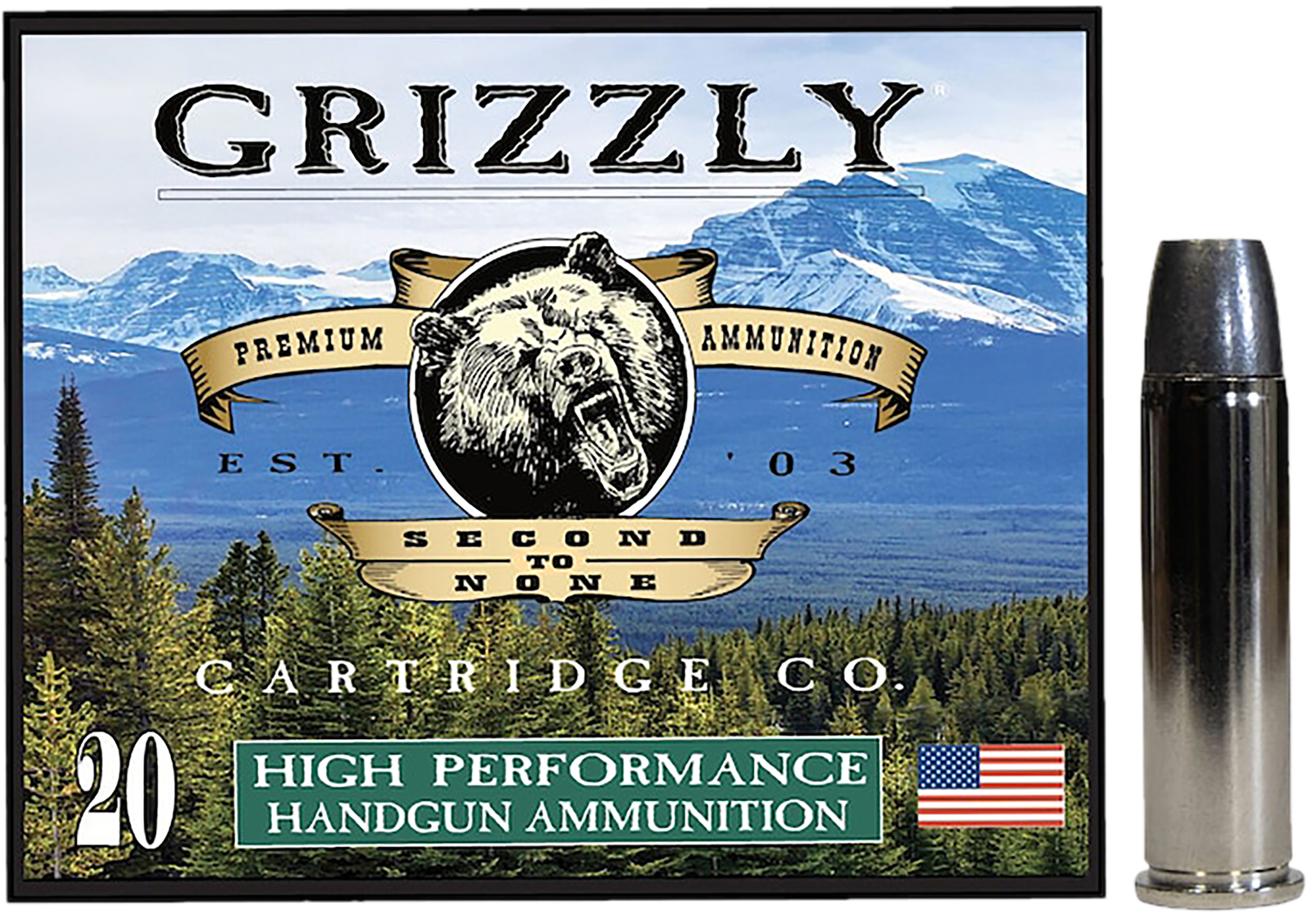 Grizzly Ammunition High Performance Pistol Ammunition GC357M14, 357 Mag, Wide Long Nose Gas Check, 200 GR, 1300 fps, 20 Rd/bx