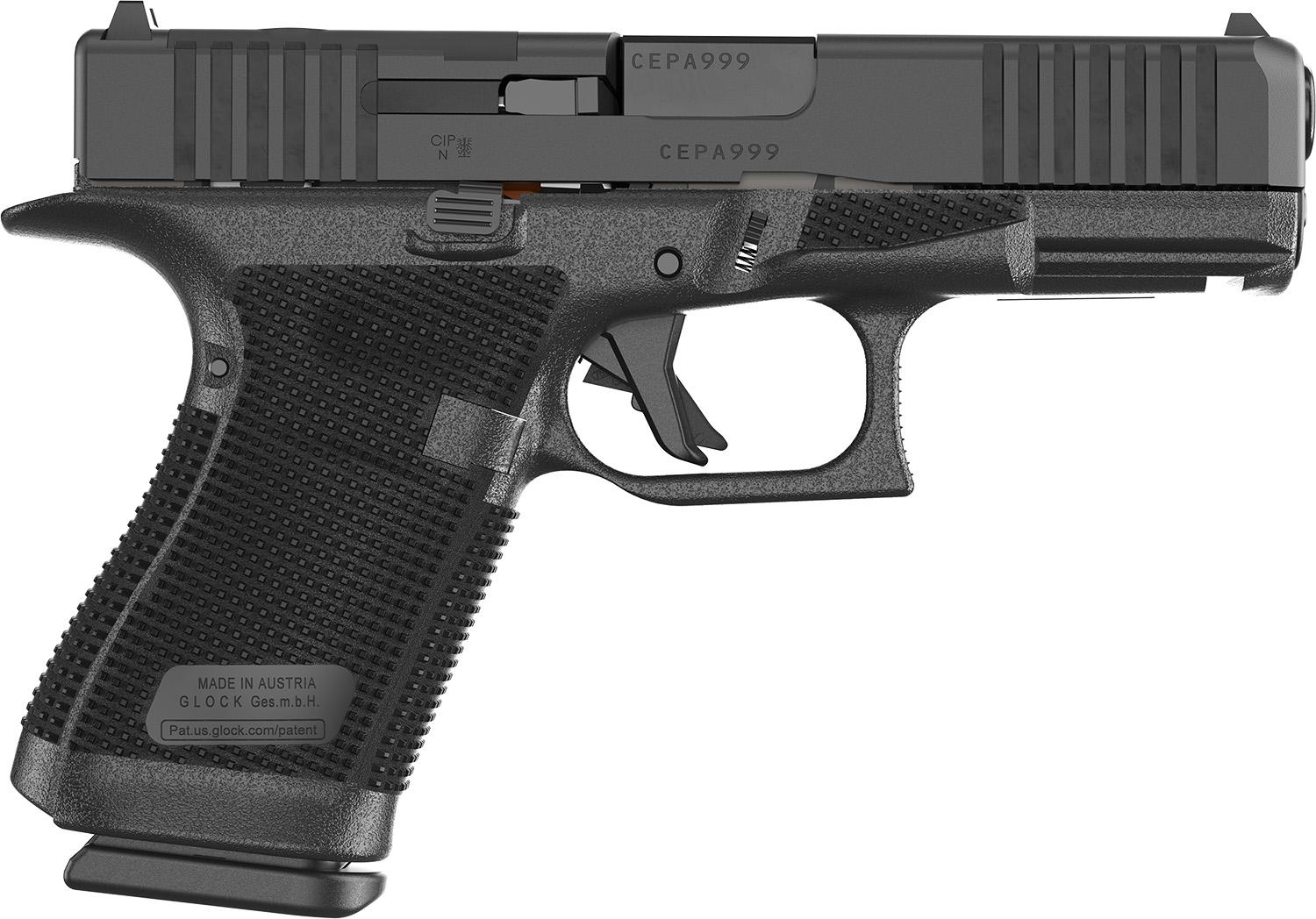 Glock 19 Gen6 MOS Pistol w/Front Serrations P61950203, 9mm, 4.02 in, Black Polymer Textured Grip, GMB Barrel, nDLC Finish, Optic Ready, 15 Rds
