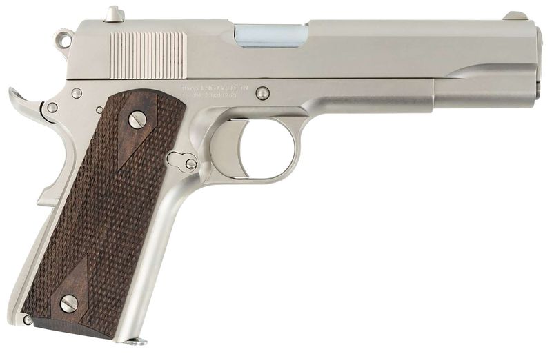 Tisas 1911 A1 Stakeout Pistol 10100562, 38 Super, 5in, Turkish Walnut Grips, Nickel Finish, 9 Rds