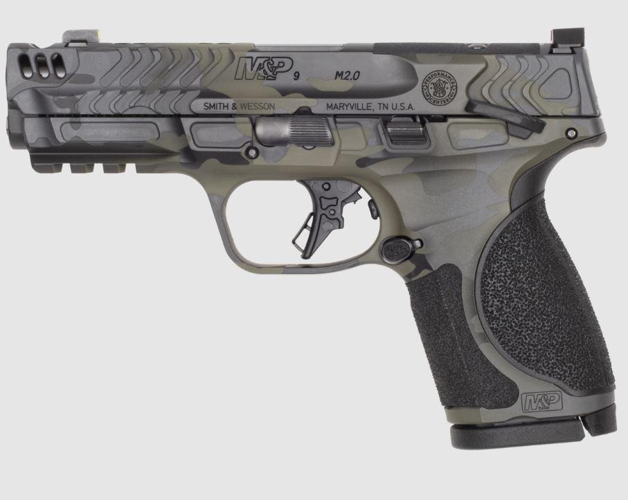 Smith and Wesson M&P9 M2.0 Metal Carry Comp 14647, 9mm, 4.22", Optic Ready, Metal Frame, Camo Armornite Finish, 15 Rds