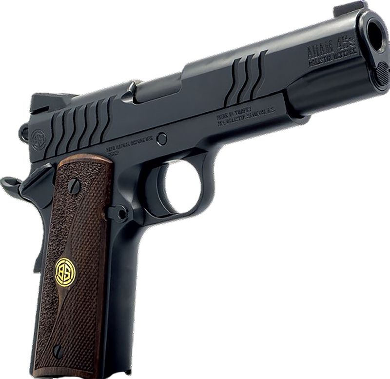 Dickinson 1911 Adam Pistol DCKSN9BS, 9mm Luger, 4.37in, Wood Grips, Shiny Black Finish, 8 Rds