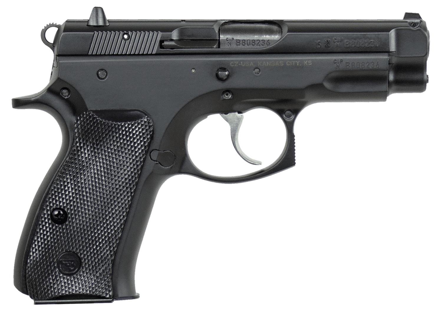 CZ 75 Semi-Auto Compact Pistol 01190, 9mm, 3.9", Black Plastic Grip, Black Finish, 10 Rd