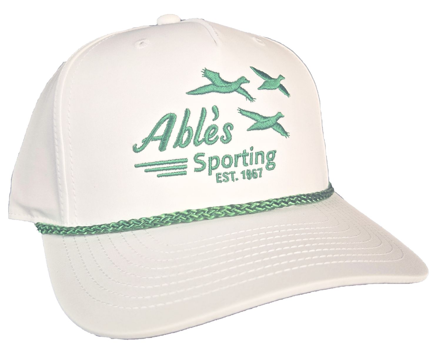 Able's Mesh Cap White, Kelly Green Rope Hat, 258 (ACWKR)