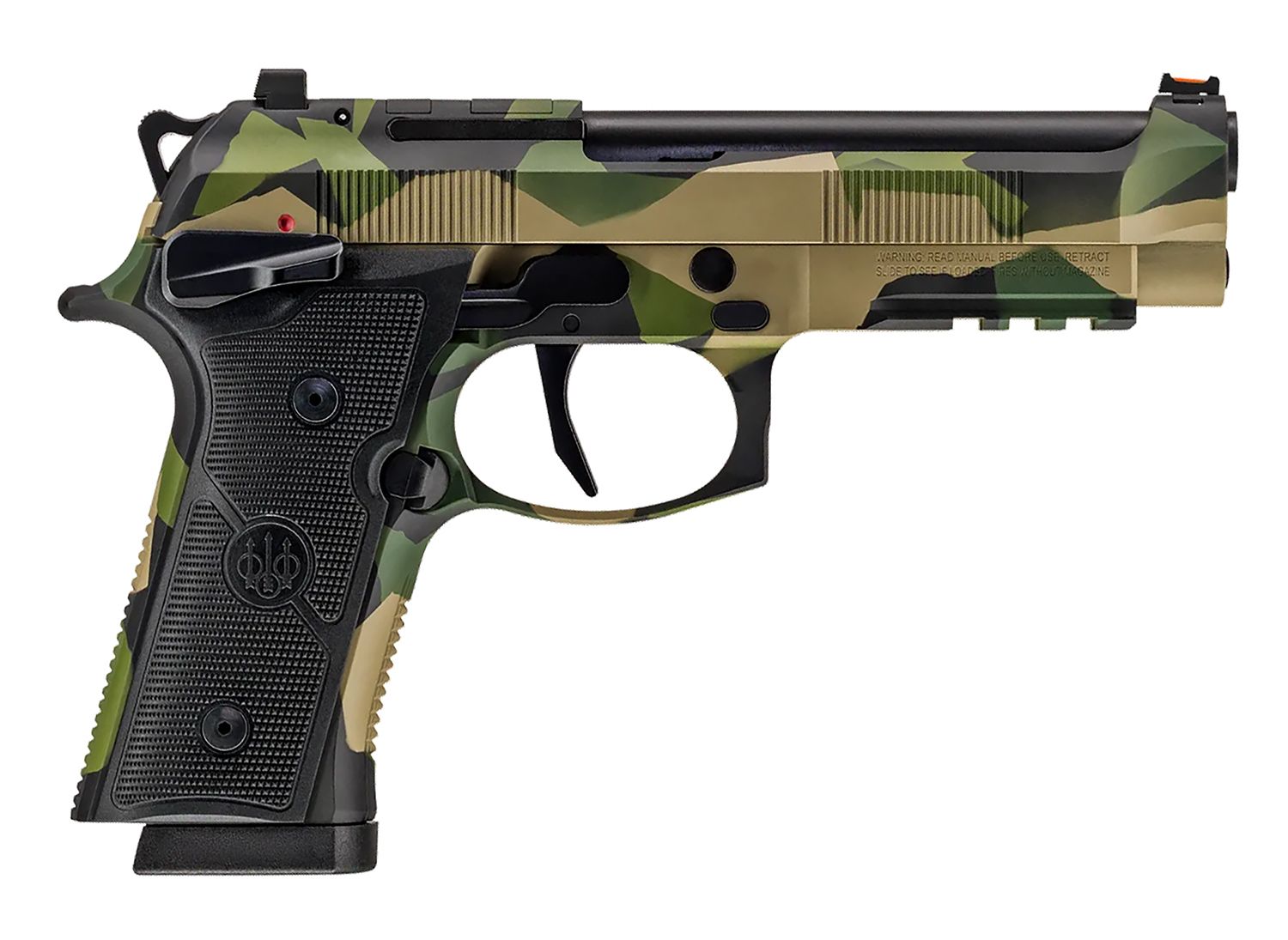 Beretta 92XI Optic Ready Pistol SPEC0741A15, 9mm Luger, 4.70in, Black Textured, Splinter Camo Cerakote Finish, 15 Rds