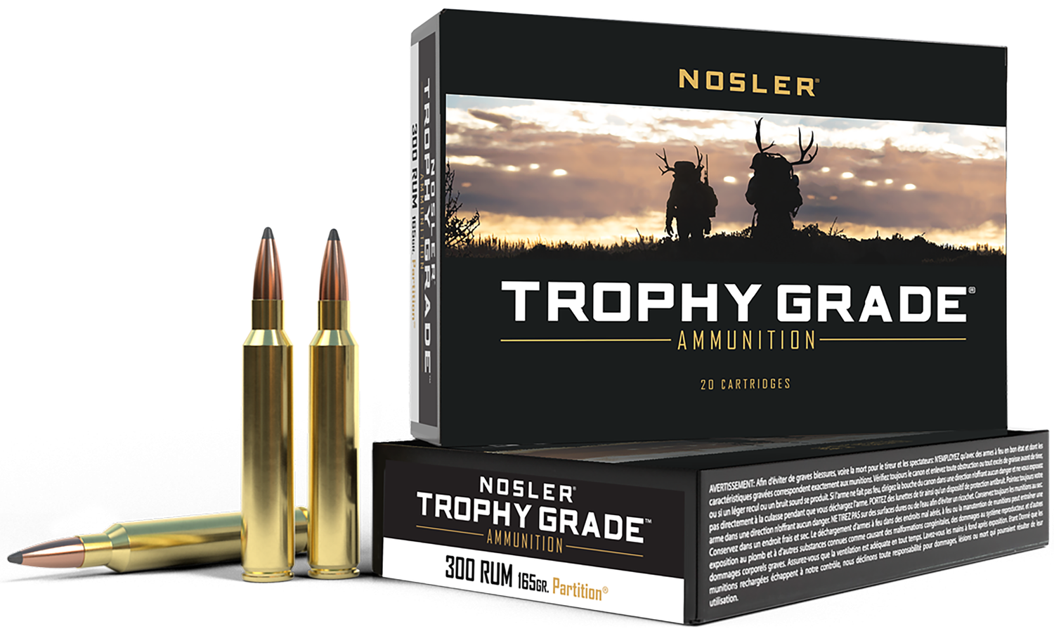 Nosler Trophy Grade Rifle Ammunition 60064, 300 Remington Ultra Mag, Partition, 165 GR, 3350 fps, 20 Rd/bx