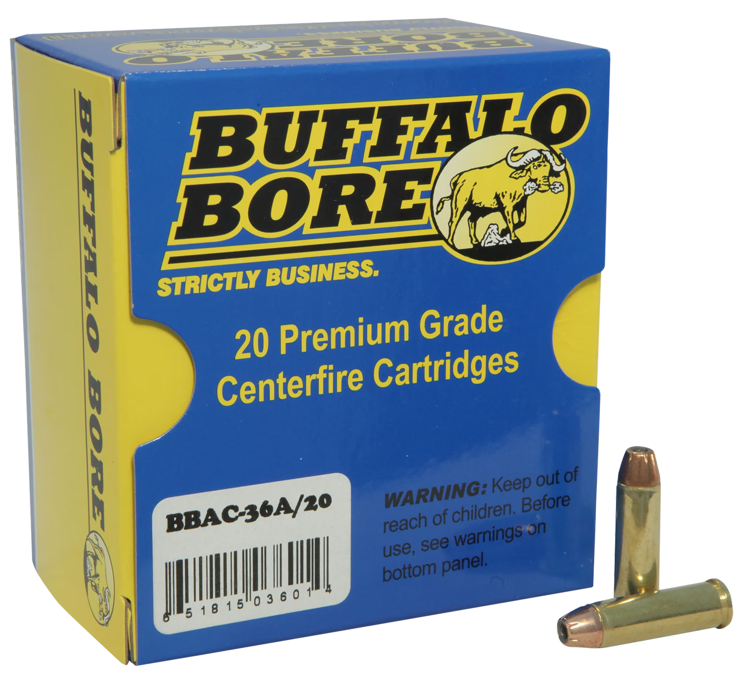 Buffalo Bore Rifle Ammunition 17A/20, 35 Remington, Jacket Flat Nose (FN), 220 GR, 2200 fps, 20 Rd/Bx