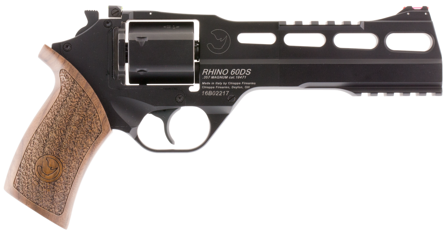 Chiappa Rhino 60DS Revolver 340221, 357 Magnum, 6", Walnut Grips, Black Aluminum Alloy Finish, 6 Rds
