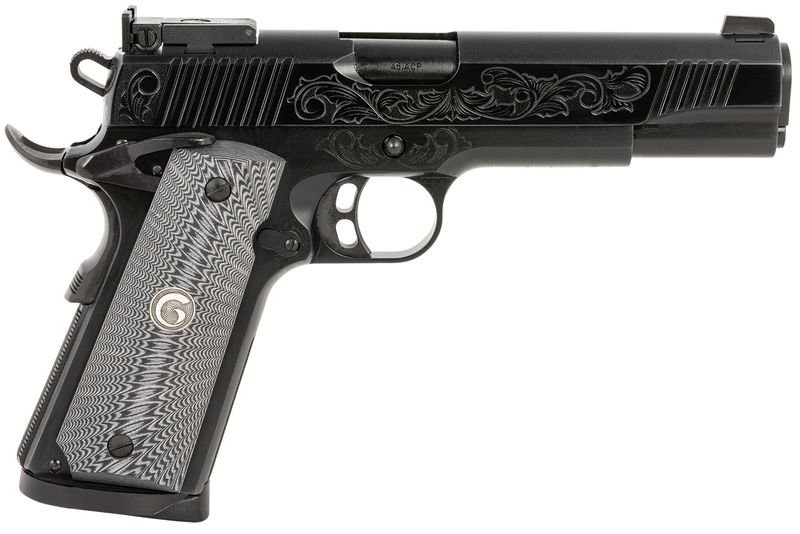 EAA MC1911 S Lux Pistol 390098, 45 ACP, 5in, G10 Grips, Black Chrome Engraved Finish, 8 Rds