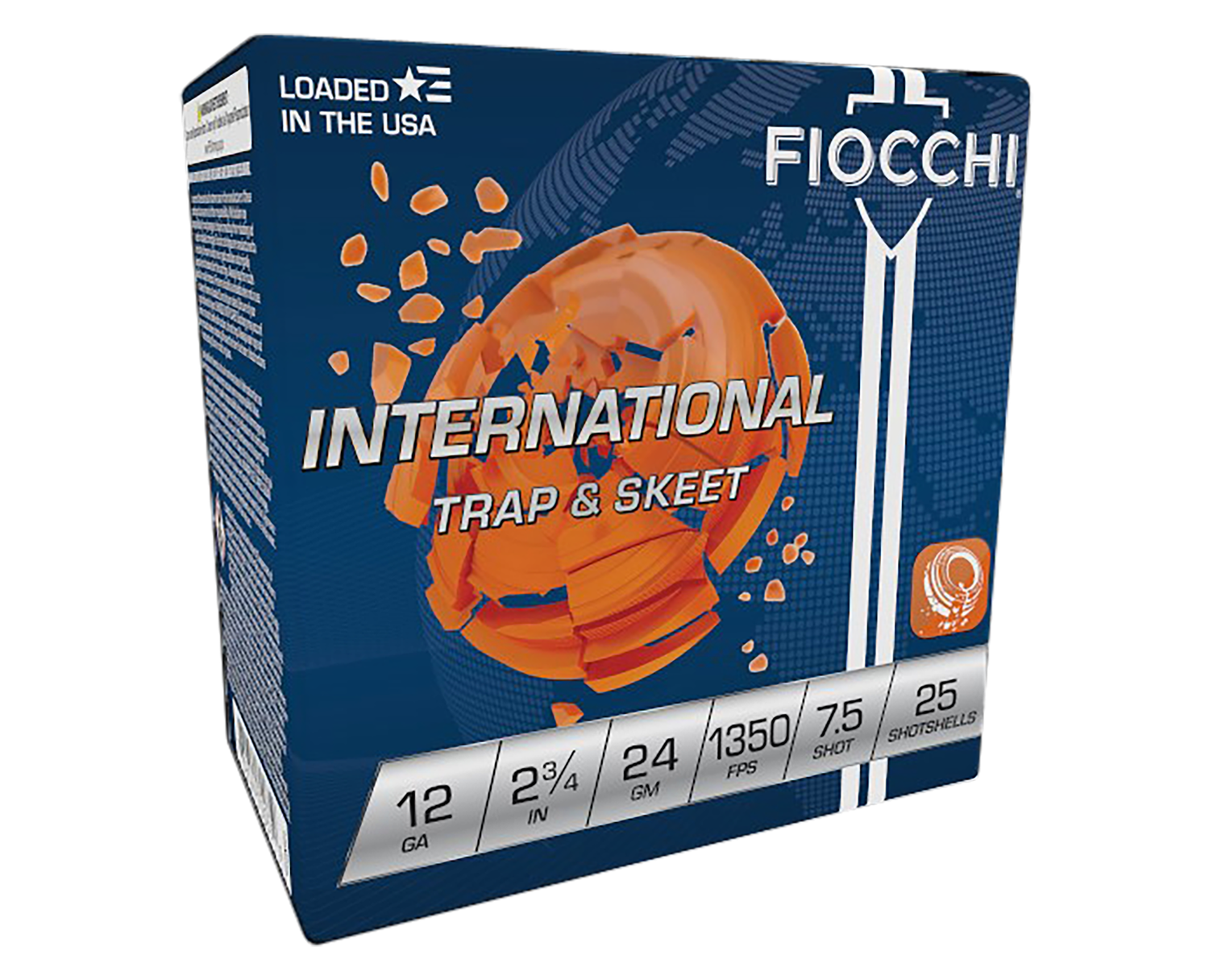 Fiocchi Premium Target 12IN2475, 12 Gauge, 2-3/4", 24 grams, 1350 fps, #7.5 Lead Shot, 25 Rds/Bx