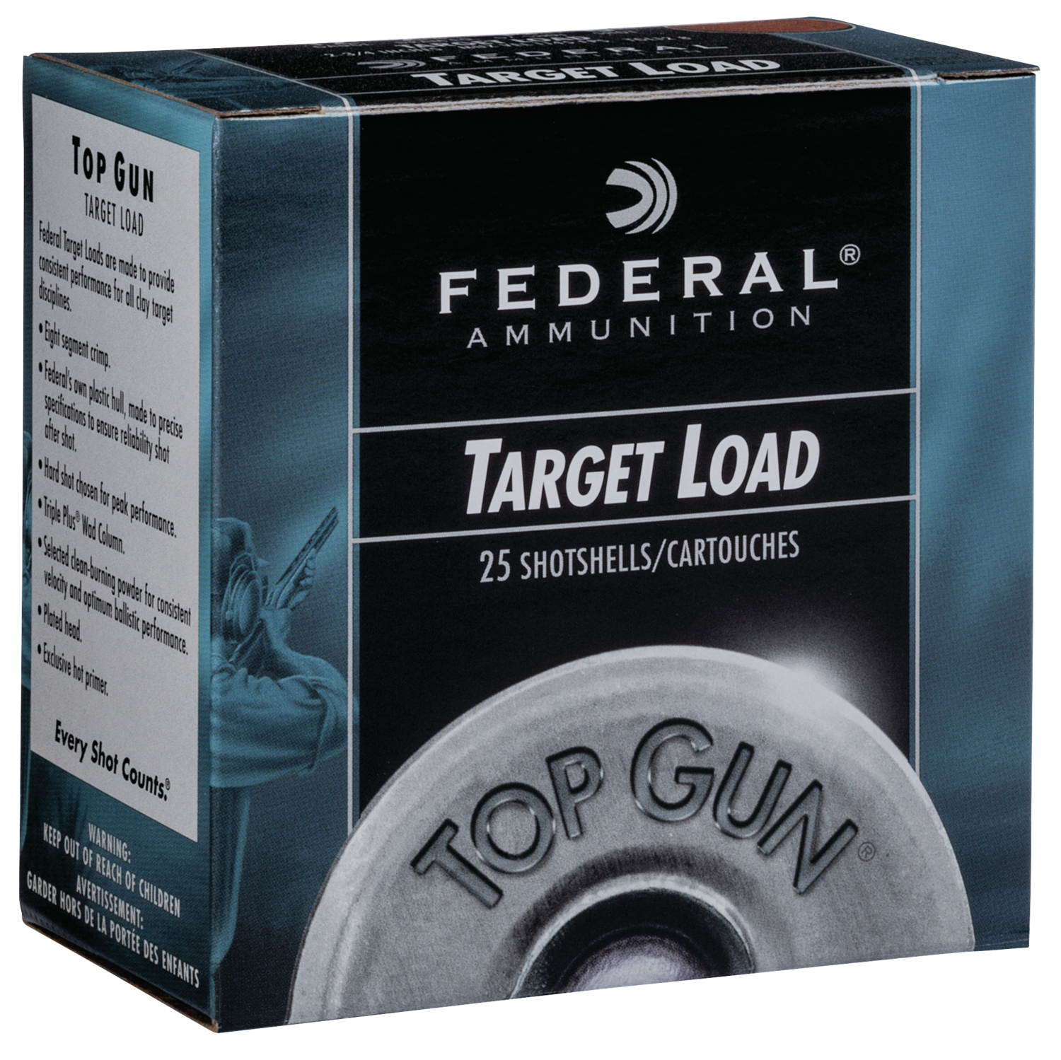 Federal Top Gun Sporting Shotshells TGSH1275, 12 Gauge, 2-3/4", 1 oz, 1300 fps, #7.5 Lead Shot, 25 Rds/Bx