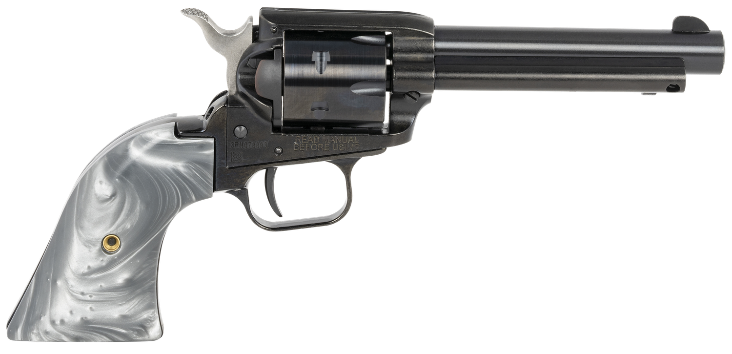 Heritage Rough Rider SAO Revolver RR22B4GPRL, 22 LR, 4.75", Altamont Gray Pearl Grips, Black Finish, 6 Rds
