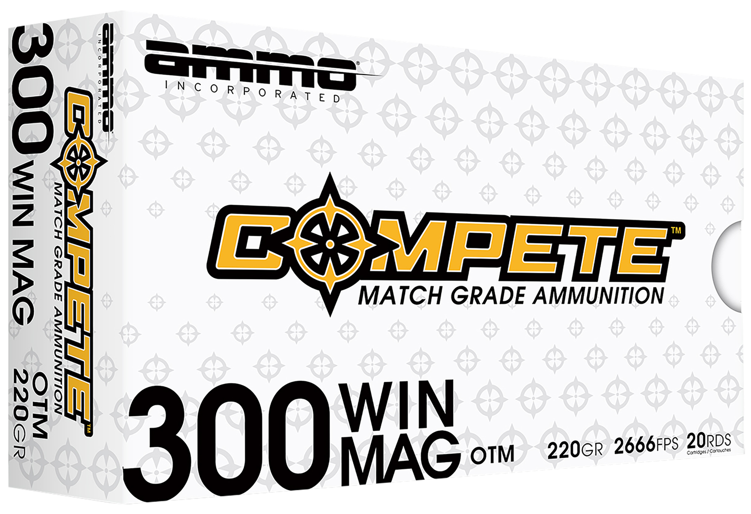 Ammo Inc Compete Rifle Ammunition 300WM190BTHPA20, 300 Win Mag, Open Tip Match, 220 gr, 2666 fps, 20 Rd/Bx