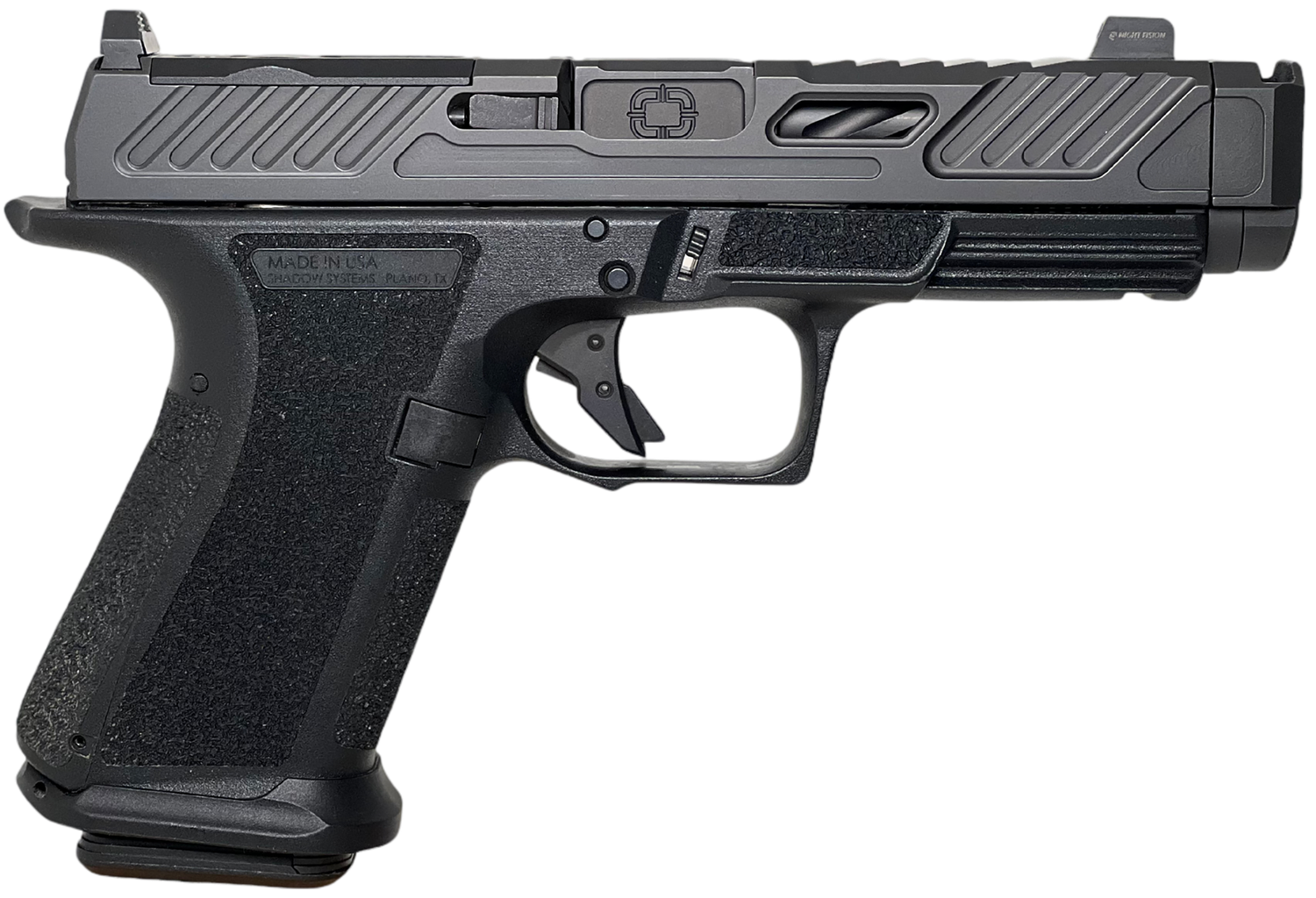 Shadow Systems MR920P Compensator Optic Ready Pistol SS1240, 9mm Luger, 4.25in, Black Interchangeable Backstrap, Black Finish, 10 Rds