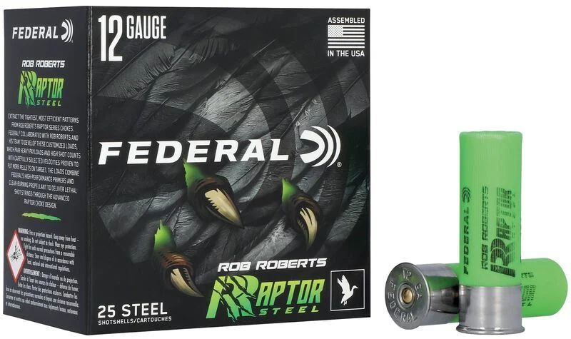 Federal Rob Roberts Raptor Steel Shotshells RRS1382, 12 Gauge, 3 in, 1 3/8 oz, 1400 fps, #2 Shot, 25 Rds/Bx