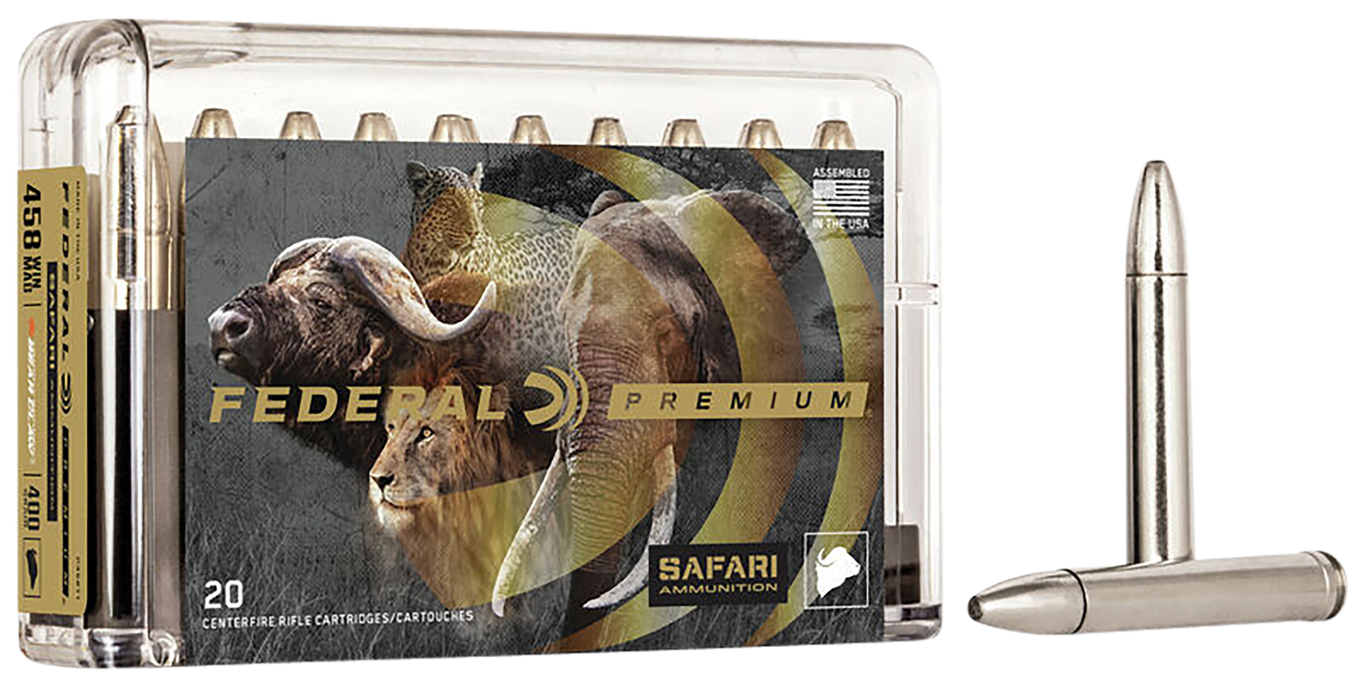 Federal Premium Cape-Shok Rifle Ammunition P458T1, 458 Winchester Mag, Trophy Bonded Bear Claw, 400 GR, 2250 fps, 20 Rd/bx