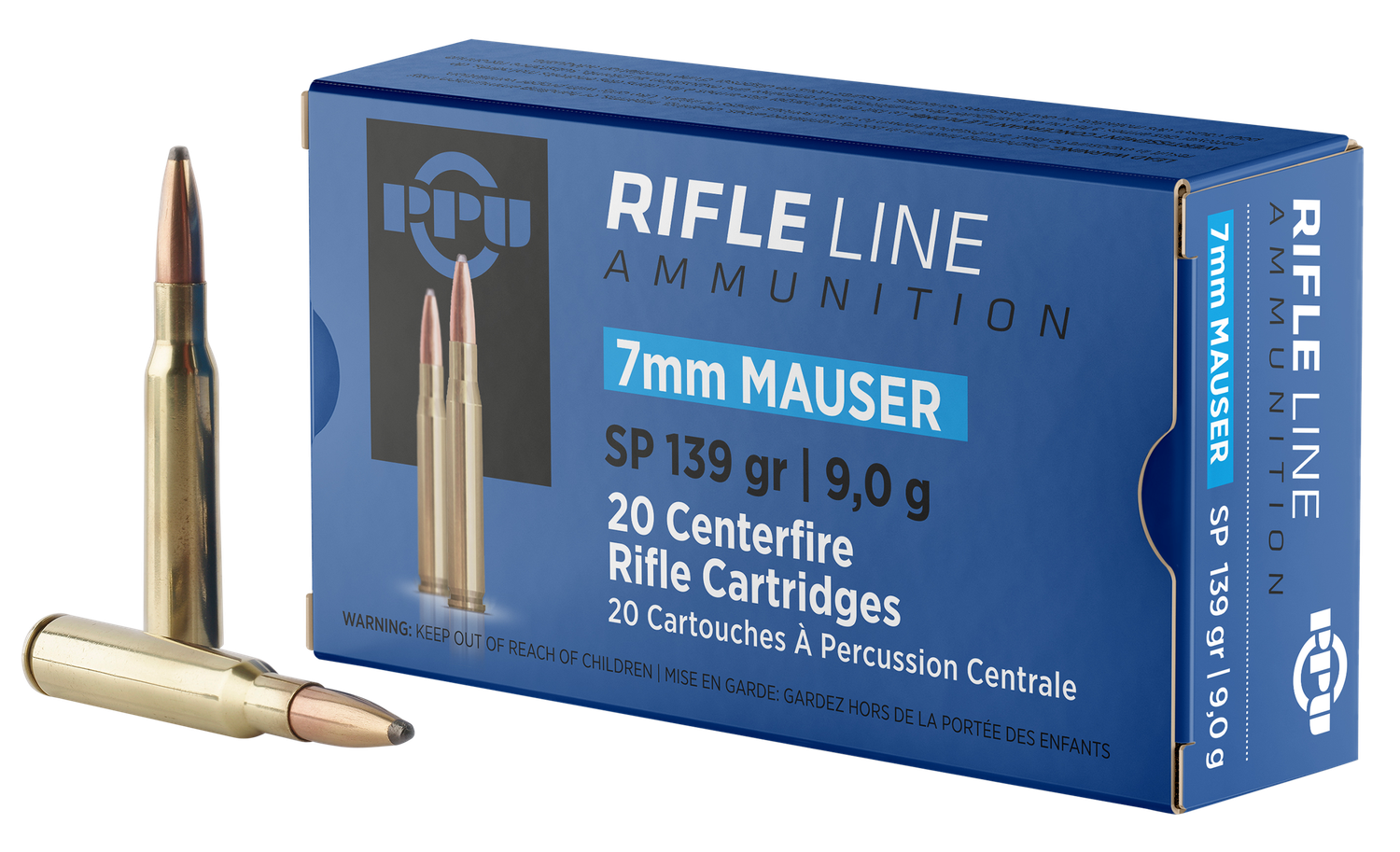 Prvi Partizan Rifle Ammunition PP7, 7mm Mauser, Soft Point, 139 gr, 2660 fps, 20 Rd/Bx