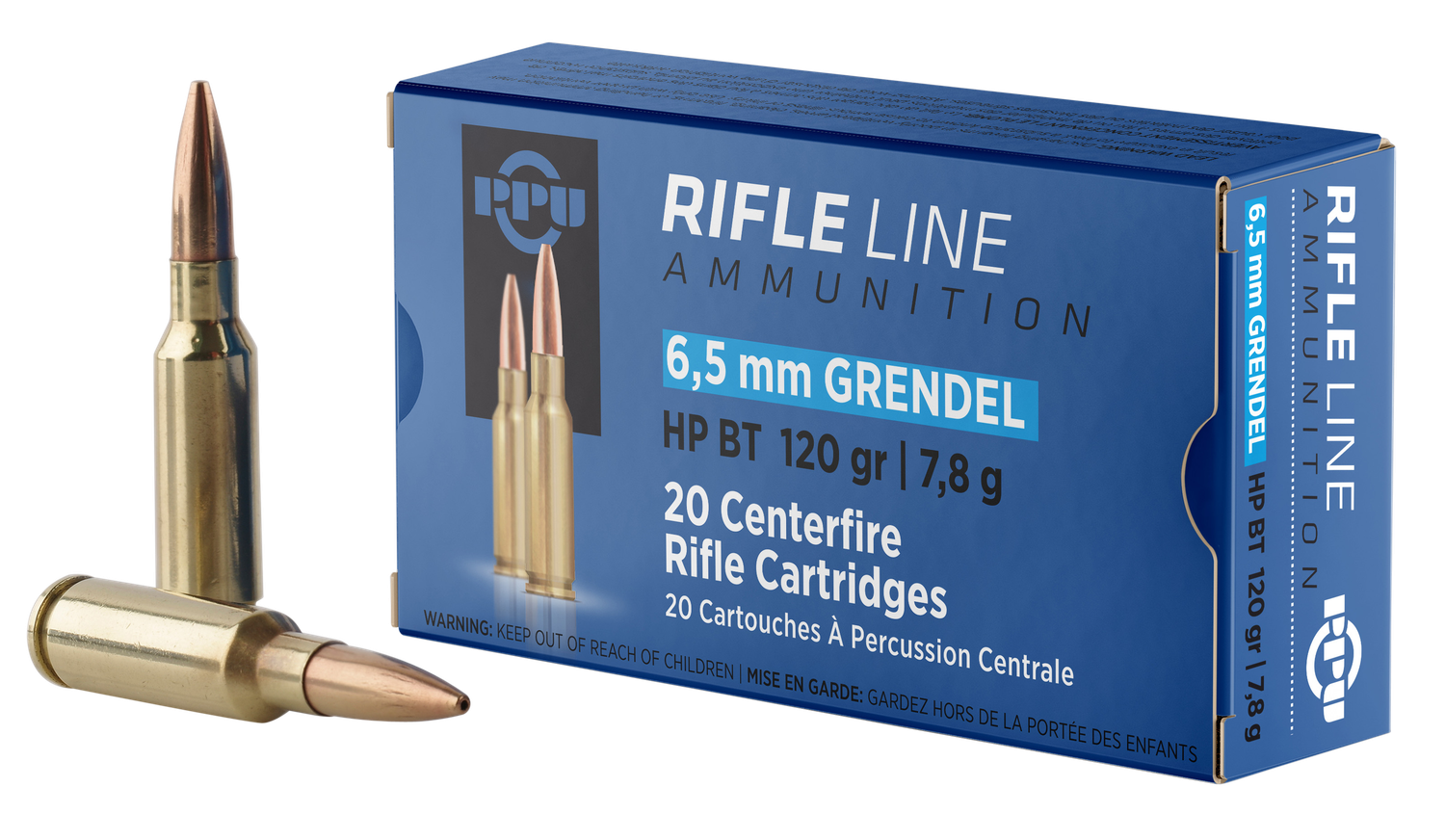 Prvi Partizan Rifle Ammunition PP6GH, 6.5 Grendel, Hollow Point Boat Tail, 120 gr, 2674 fps, 20 Rd/Bx