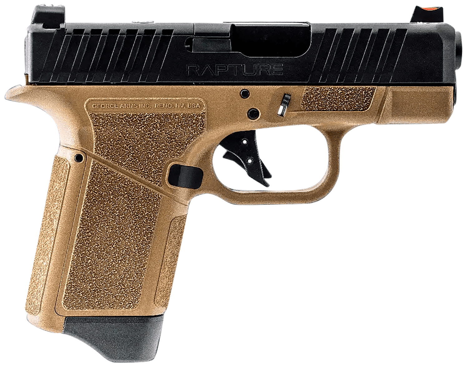 GForce Rapture Optic Ready Pistol GF932512FB, 9mm Luger, 3.25in, Flat Dark Earth Cerakote Finish, 12 Rds