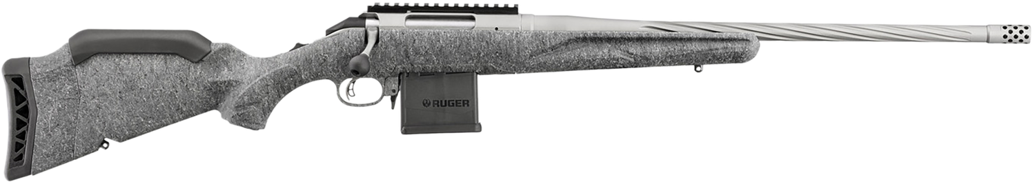 Ruger American II Rifle 46908, 204 Ruger, 20 in Threaded, Gray Splatter Gen II American Stock, Gun Metal Gray Cerakote