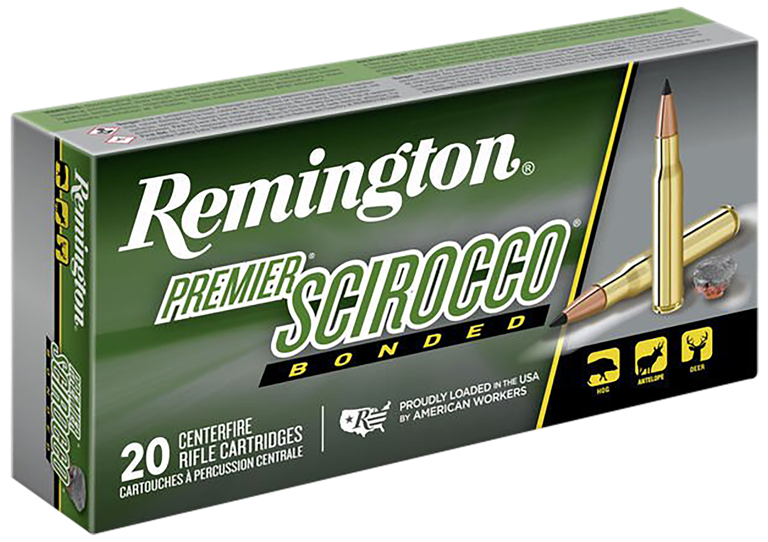 Remington Premier Rifle Ammunition PR300UM3, 300 Remington Ultra Mag, Swift Scirocco Bonded, 180 GR, 3250 fps, 20 Rd/bx