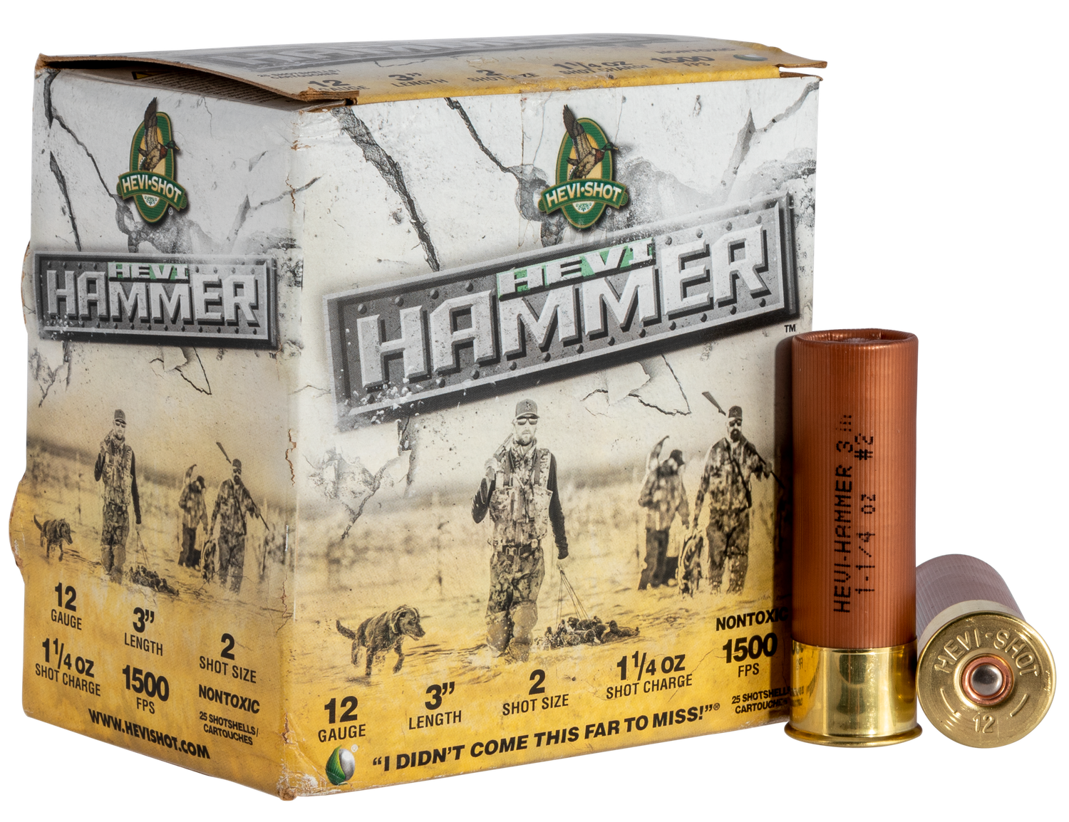 Hevishot Hevi-Hammer Waterfowl Shotshells 28002, 12 Gauge, 3", 1-1/4 oz, 1500 fps, #2 Steel/Bismuth Shot, 25 Rds/Bx