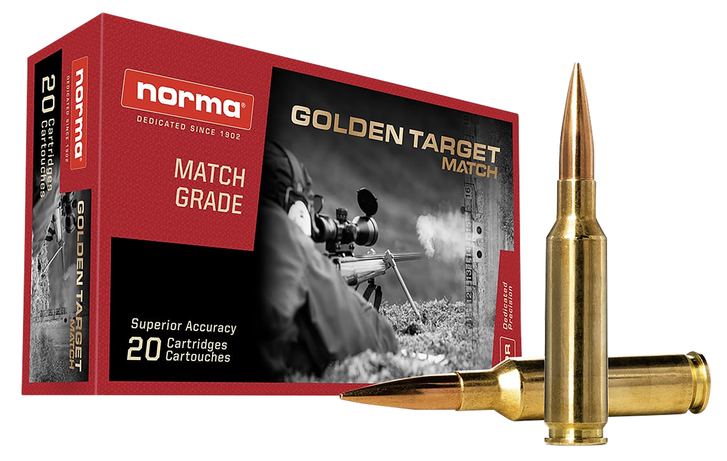 Norma Rifle Ammunition 10166312, 6.5 Creedmoor, Hybrid Target, 130 Gr, 2850 fps, 20 Rd/bx
