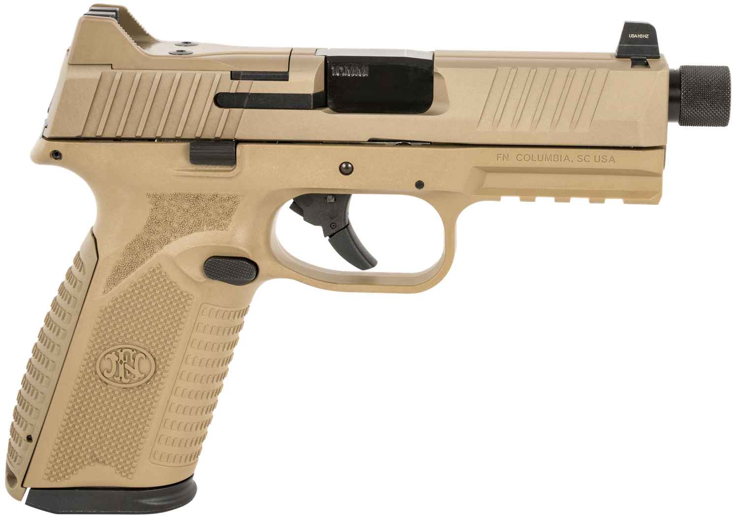 FN Herstal 510 Tactical Optic Ready Pistol 66101378, 10mm Auto, 4.71in, FDE Textured w/Interchangeable Backstrap, Flat Dark Earth Finish, 10 Rds