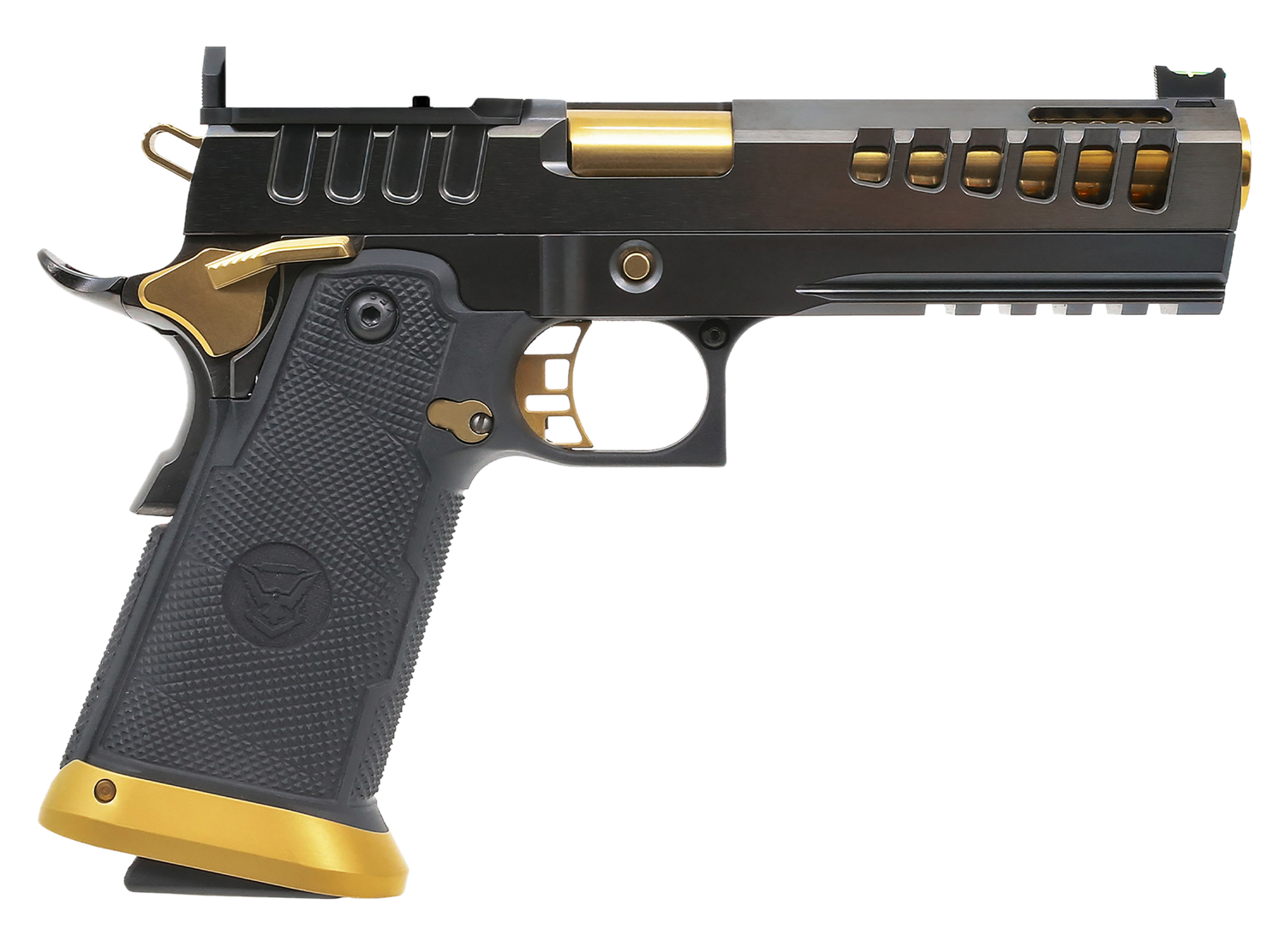 Watchtower Firearms Demolitia Double Stack 1911 Pistol, DEMOLITIA9MM5GLD, 5" Ported Slide/Barrel, Gold PVD, Optic Ready, 20+1