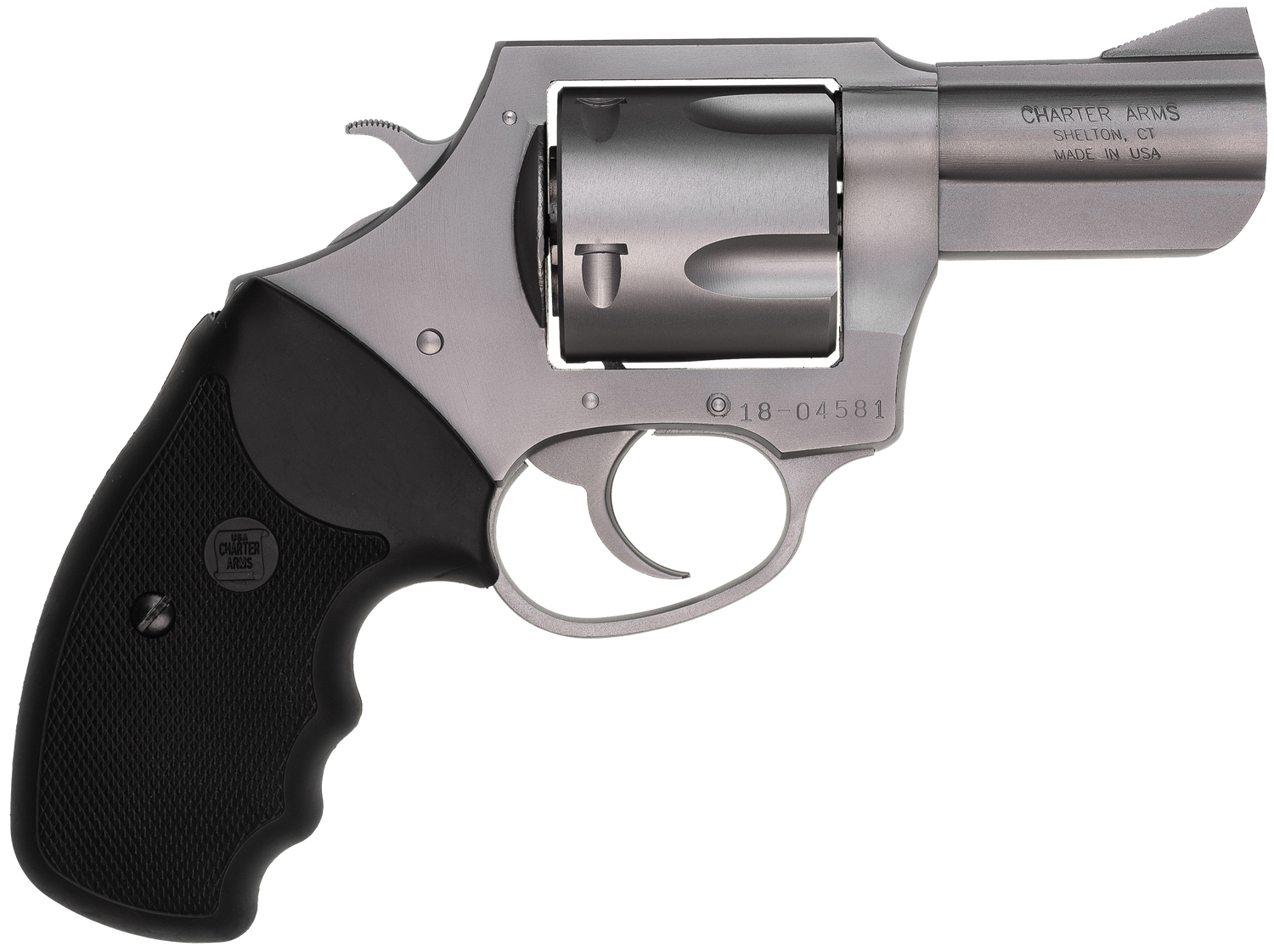 Charter Arms Bulldog Revolver 74530, 45 Colt (LC), 2.50", Black Rubber Grip, Stainless Finish, 5 Rd