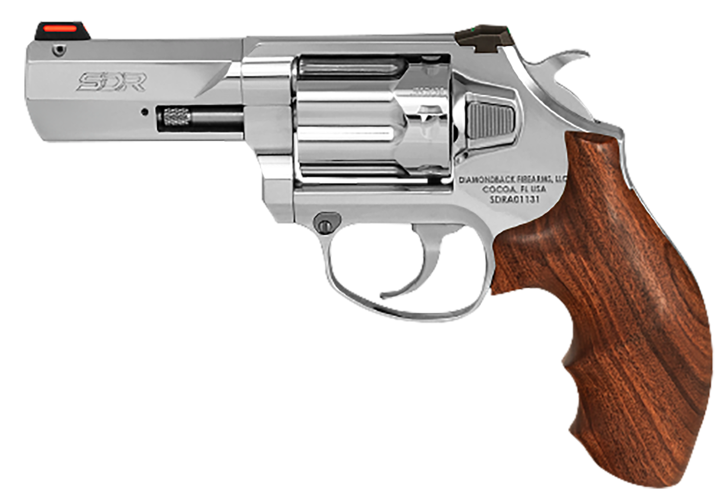 Diamondback SDR Revolver DB075AS703, 357 Mag, 3", Hogue Wood Grips, Stainless Steel Finish, 6 Rds