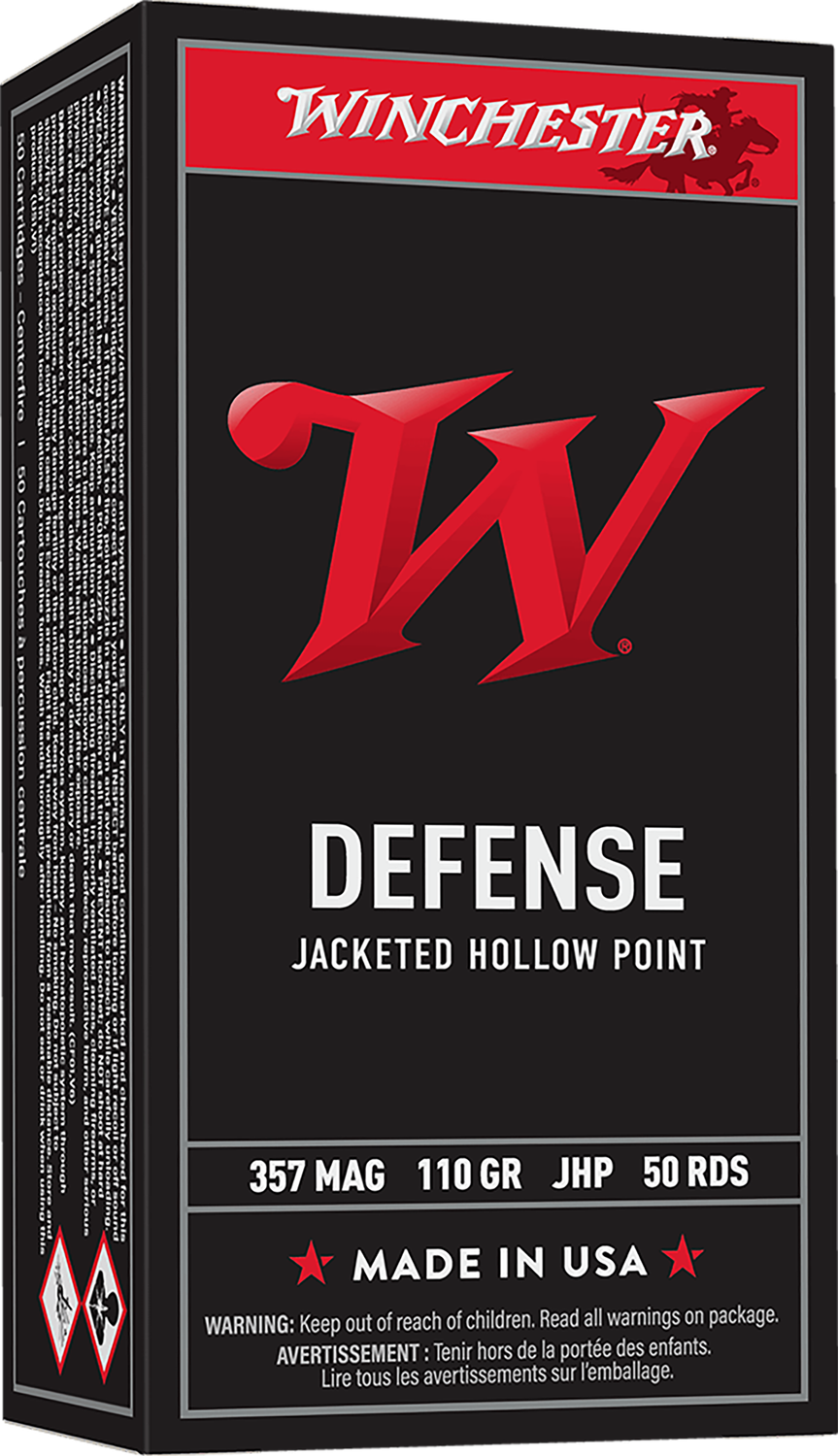 Winchester USA Pistol Ammunition Q4204, 357 Magnum, Jacketed Hollow Point (JHP), 110 GR, 1295 fps, 50 Rd/bx