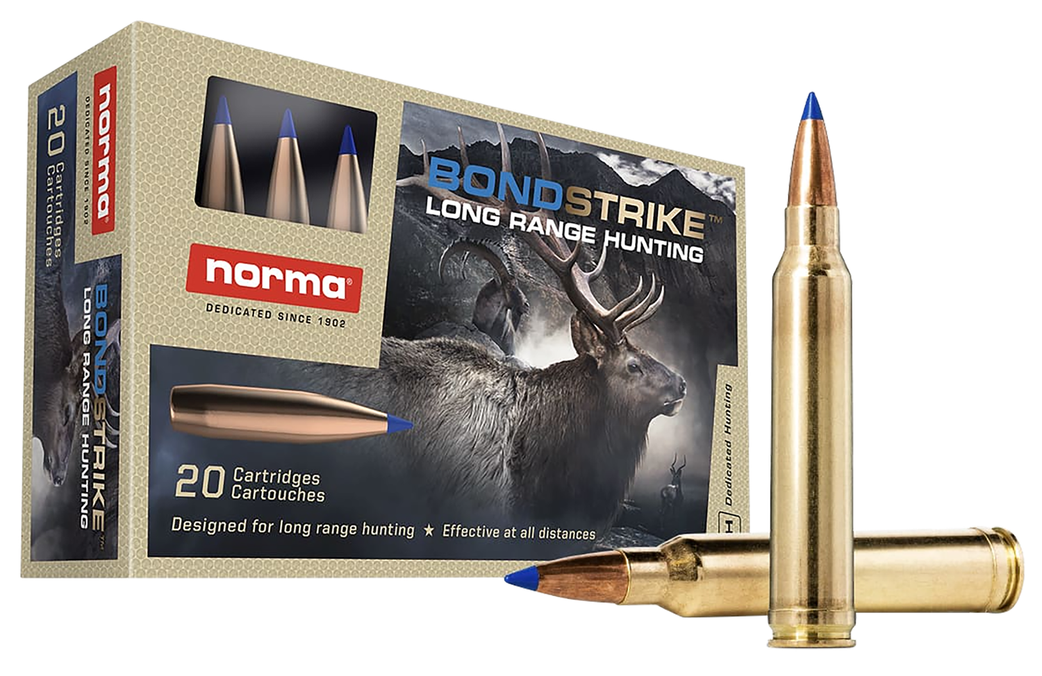Norma Bondstrike Rifle Ammunition 20166452, 6.5 PRC, Bonded Boat Tail, 143 gr, 2953 fps, 20 Rd/Bx