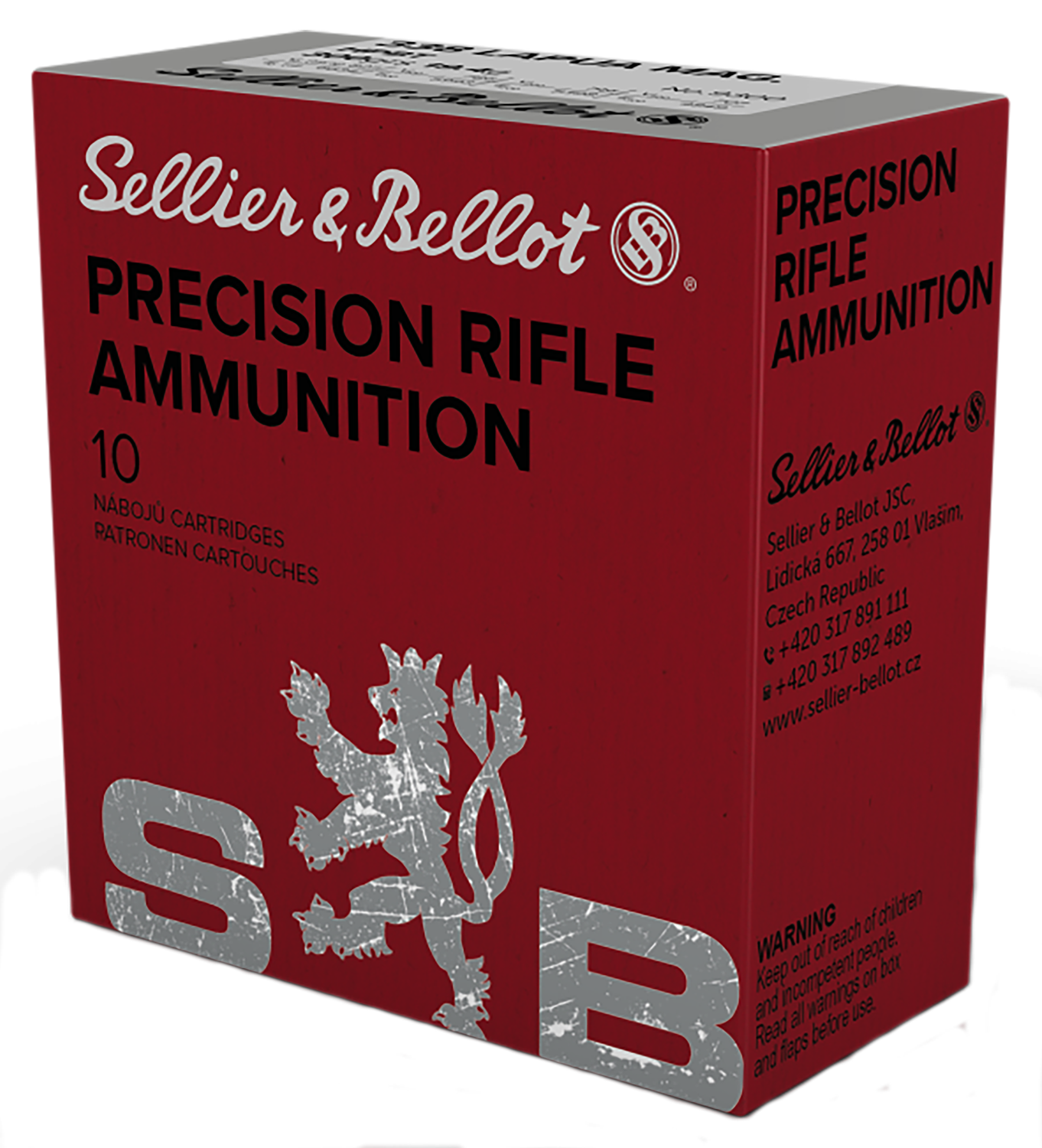 Sellier & Bellot Match Rifle Ammunition SB338LMB, 338 Lapua Magnum, Boat Tail Hollow Point (HP), 300 GR, 10 Rd/Bx