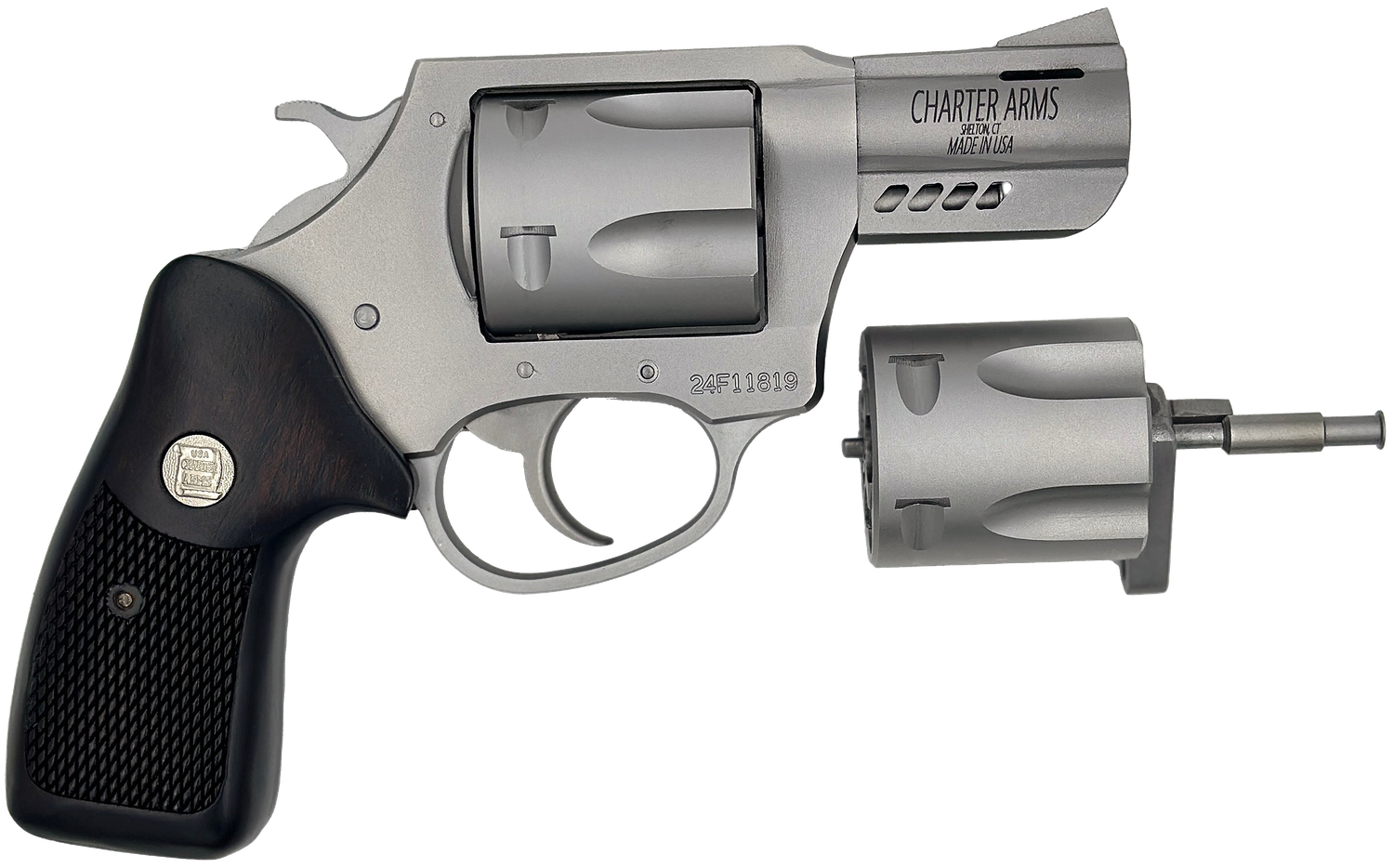 Charter Mag Pug & Pitbull Revolver 73920, 9mm, 2.2in, Classic Walnut Wood, 5 Rds