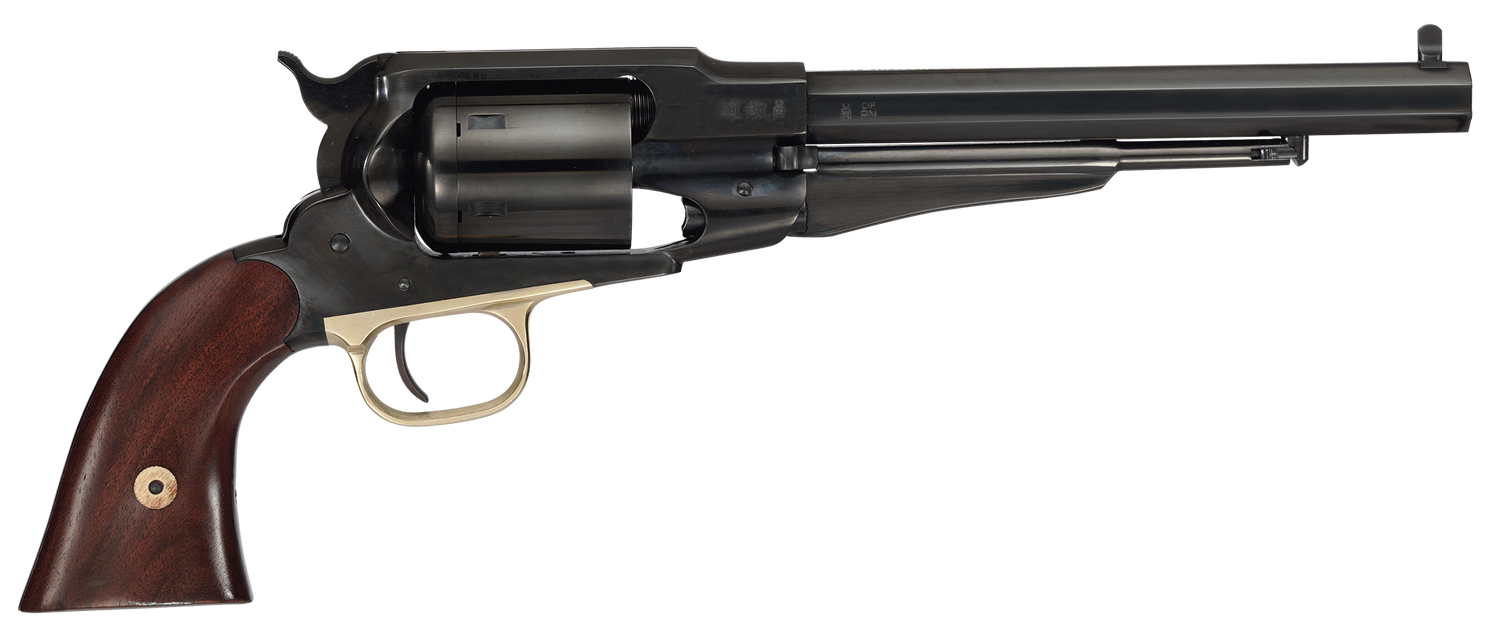 Cimarron 1858 Preacher Revolver PREACHER, 45 Colt (LC), 8in, Walnut, Blued w/Gold Finish, 6 Rds