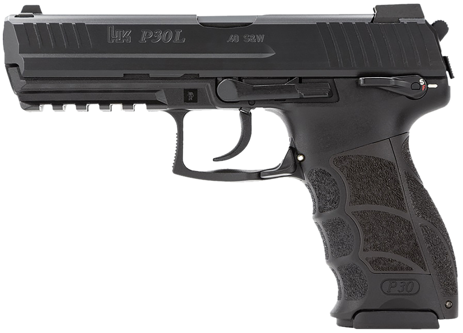 Heckler & Koch P30L V3 Pistol 81001096, 40 S&W, 4.45in, Black Interchangeable Backstrap Grips, Black Finish, 10 Rds