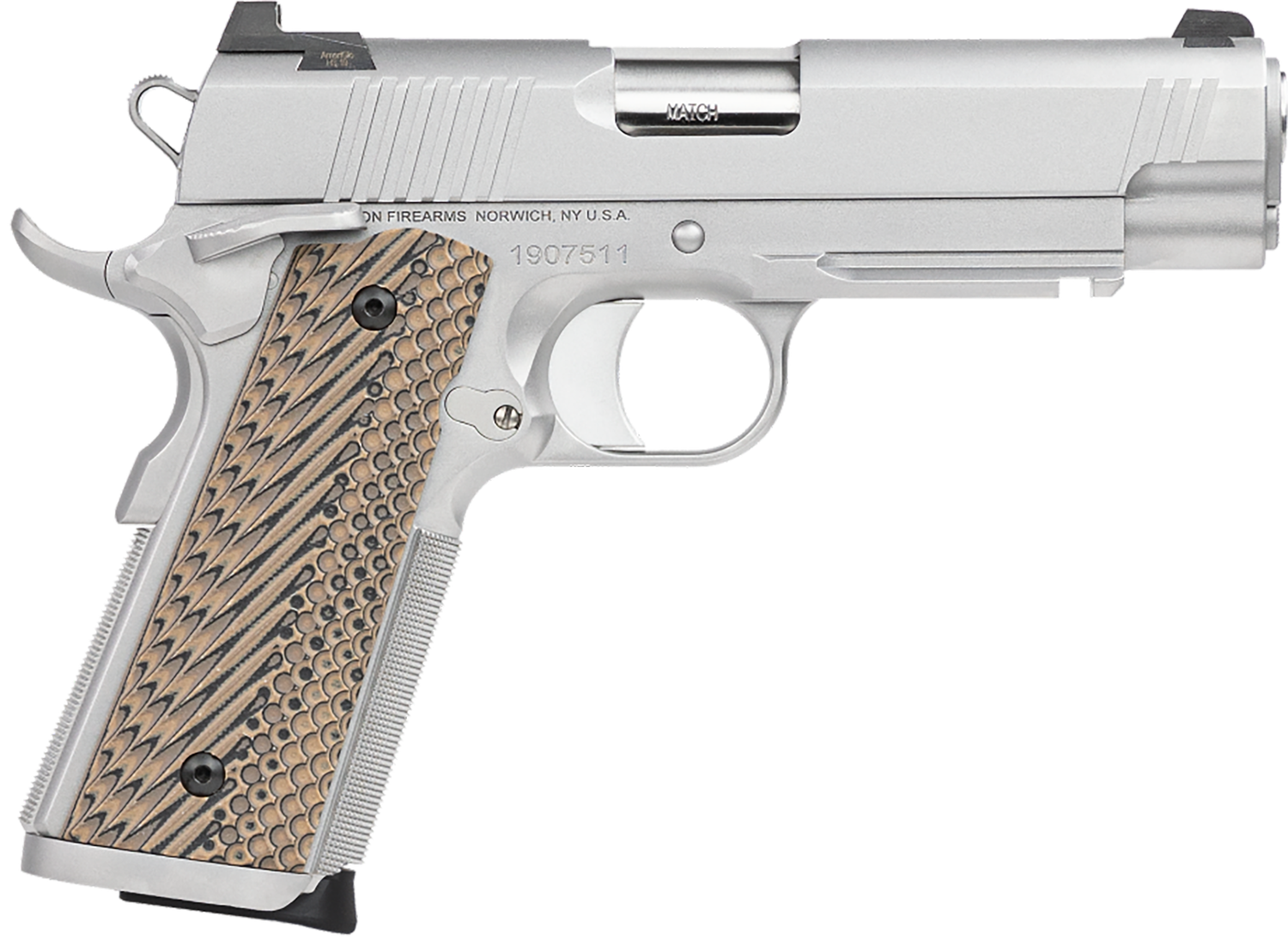 CZ-USA Dan Wesson Specialist Pistol 01809, 45 ACP, 4.25 in, Black/Brown G10 Grip, Stainless Finish, 8 Rd