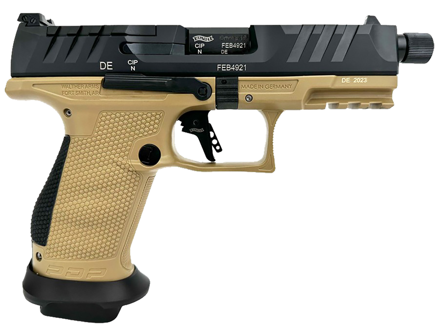 Walther PDP Pro SD Compact, 2877520 , 9mm, 4.60", Performance Duty Texture Grips, FDE Finish, Threaded, 18+1