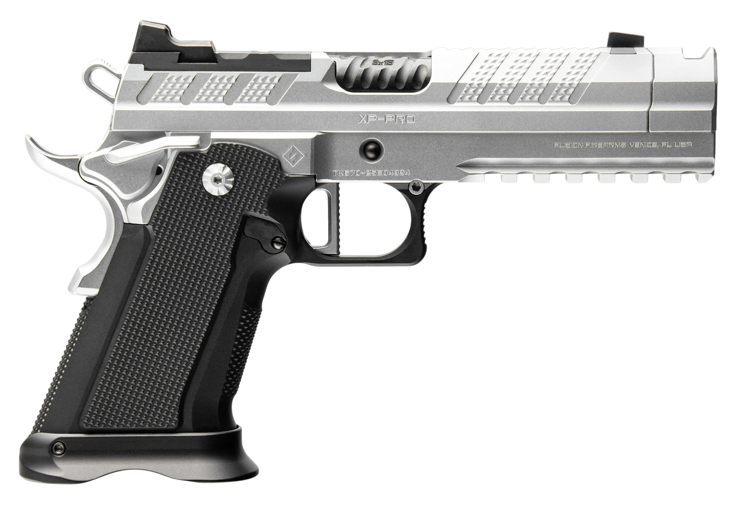 Fusion XP Pro Comp Optic Ready Pistol XPCOMP9C10, 9mm Luger, 4.60in, Black Aluminum, Chrome Finish, 10 Rds