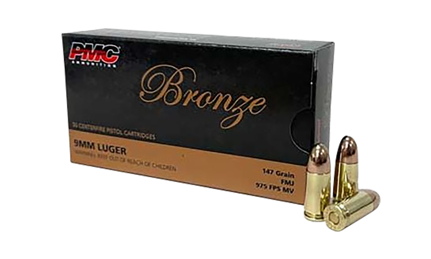 PMC Pistol Ammunition 9H, 9mm, Full Metal Jacket, 147 gr, 50 Rd/Bx