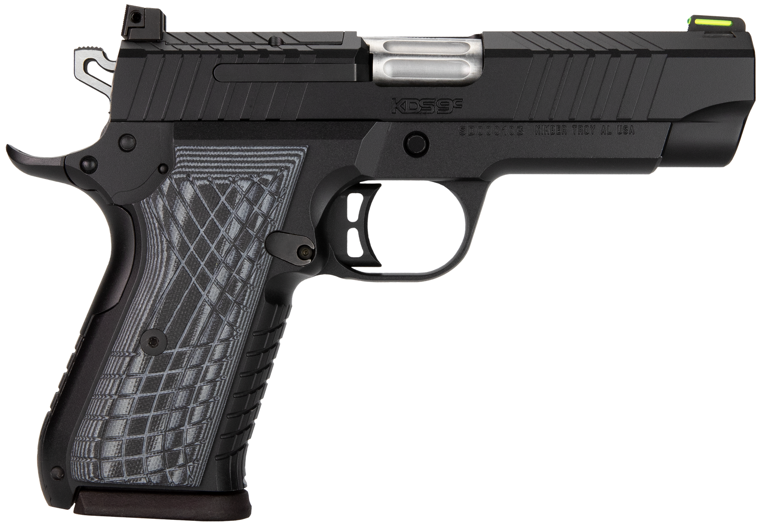 Kimber KDS9C Pistol 3100010, 9mm, 4.09", Gray/Black G10 Crosshatch Grips, KimPro Black Finish, 15 Rd
