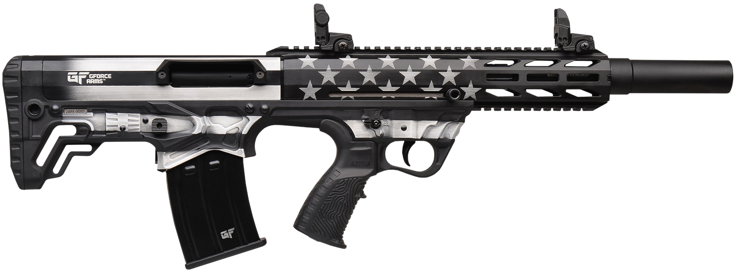 GForce GFY-1 USA Semi-Auto Shotgun GFY1USG, 12 Gauge, 18.50", 3" Chmbr, B&W American Flag Bullpup Polymer Stock, 5 Rds