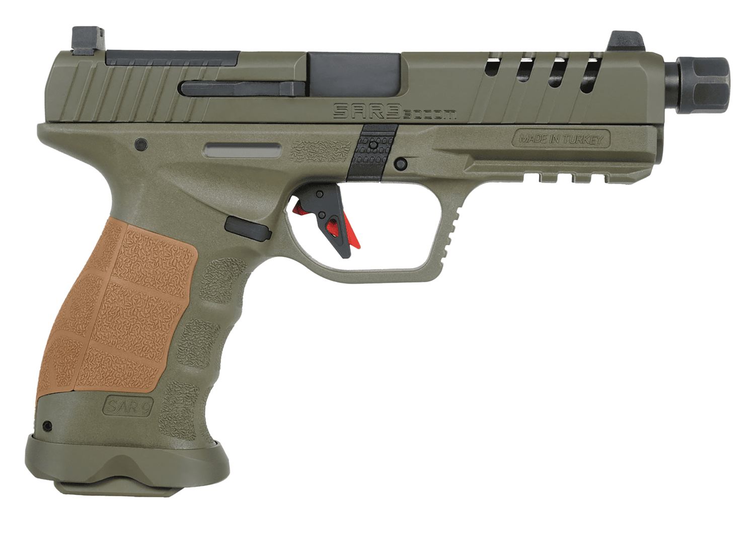 SAR USA SAR9 SOCOM Pistol SAR9SOCOMOD10, 9mm, 5.20in, OD Green Polymer, 10 Rds